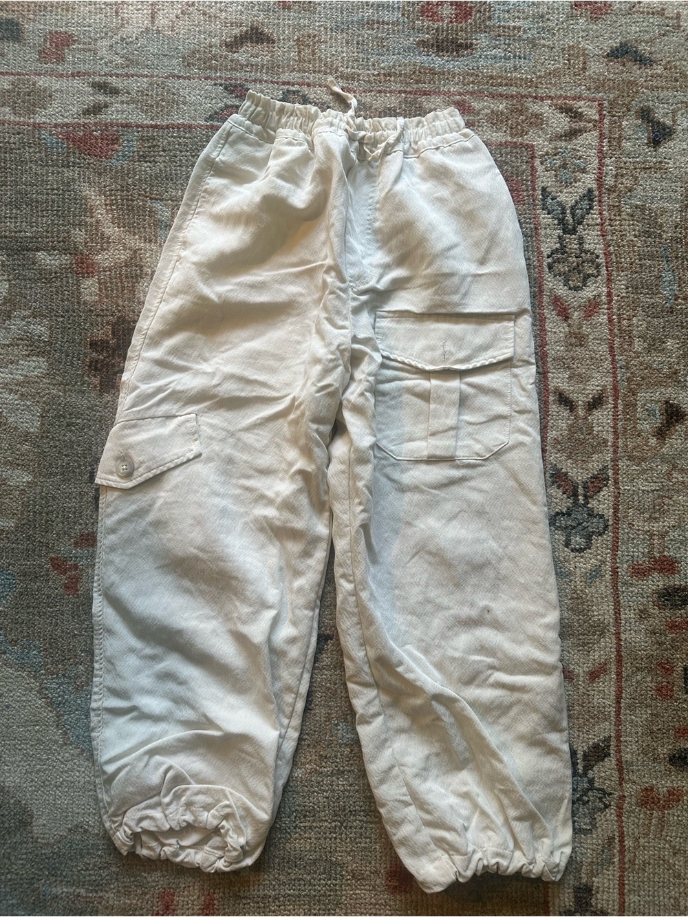 Kids Zara Cream Cargo Jogger pants for girls